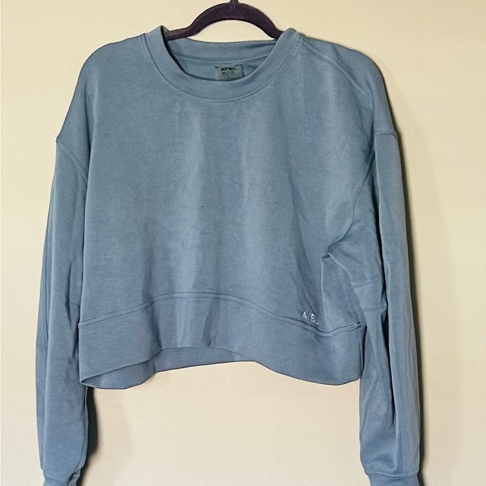 AYBL Cropped Slate Blue Crewneck Sweatshirt - Women - Picture 2 of 7